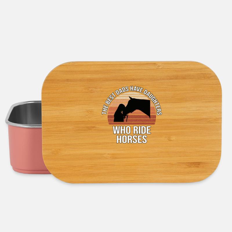 Väter und Töchter, die Pferde reiten - Lunch Box - Hellrosa
