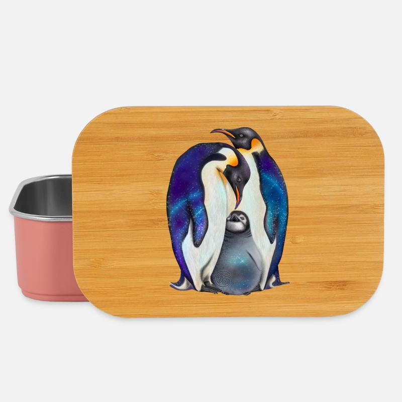 Sweet penguins with starry sky - Lunch Box - light pink