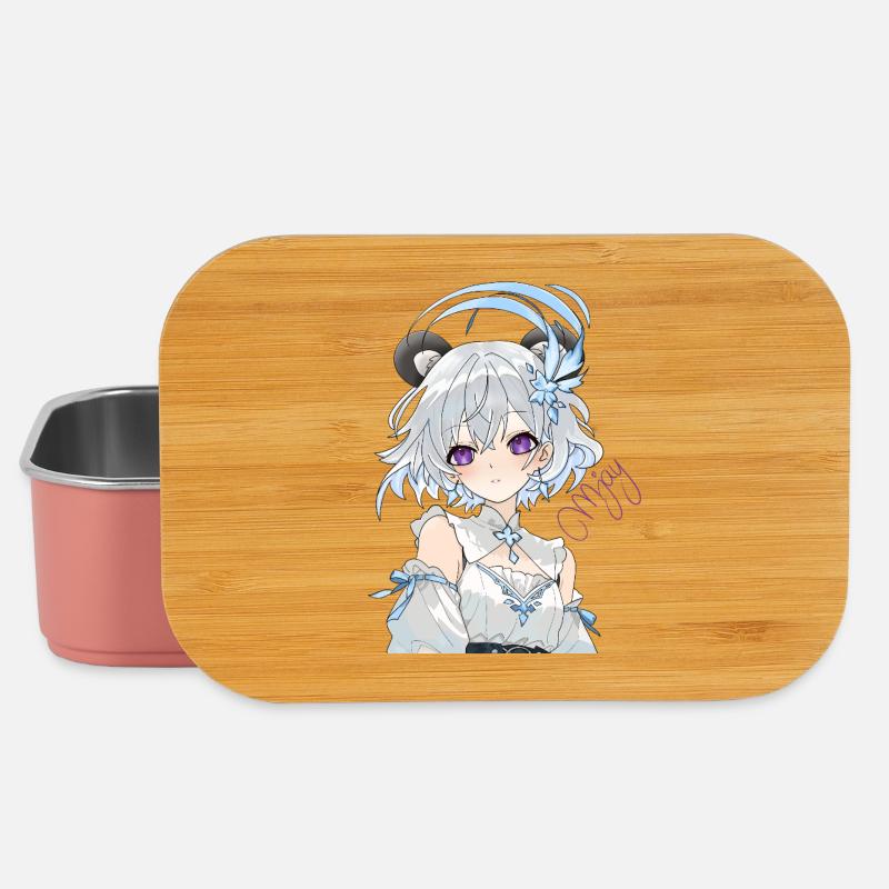 Blauweißes Anime-Mädchen mit Blüten - Lunch Box - Hellrosa