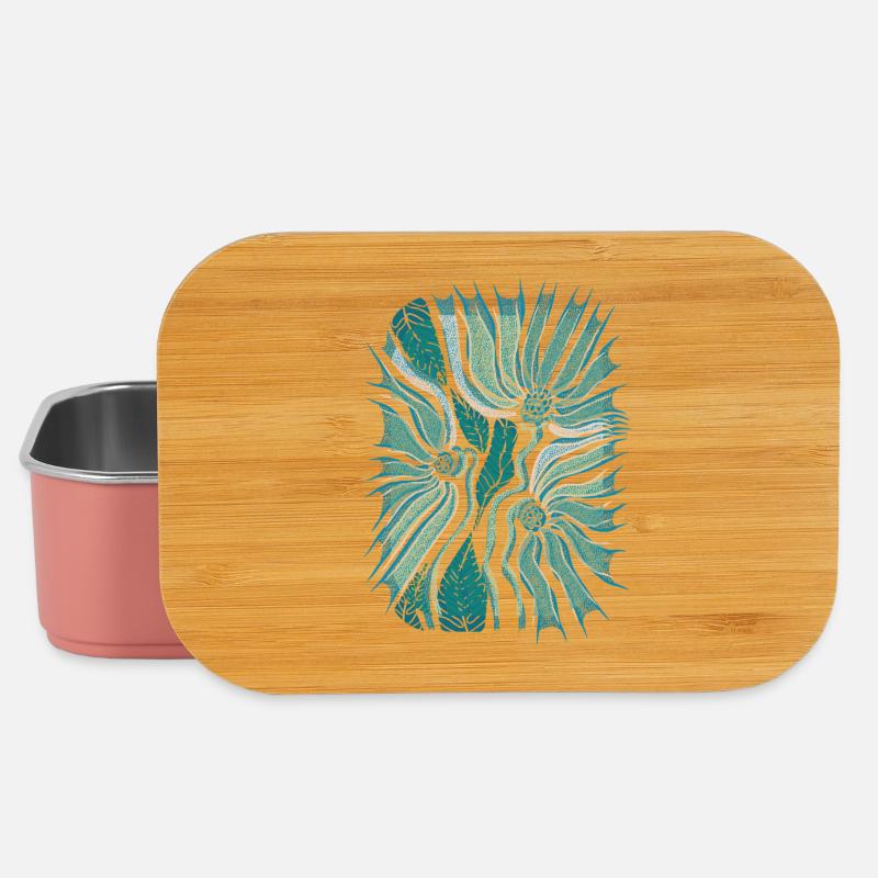 Tropical Abstract Bloom in Teal - Lunch Box - light pink