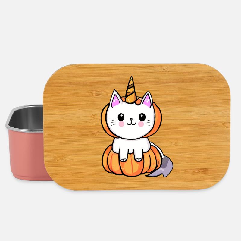 chat-licorne d'halloween - Boîte à goûter - rose clair