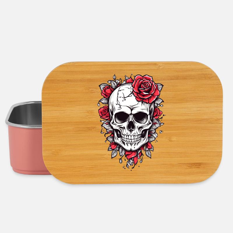 Totenkopf mit Rosen - Lunch Box - Hellrosa