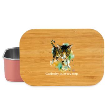 Curious Cat Watercolor Steps - Lunch Box - light pink - Front