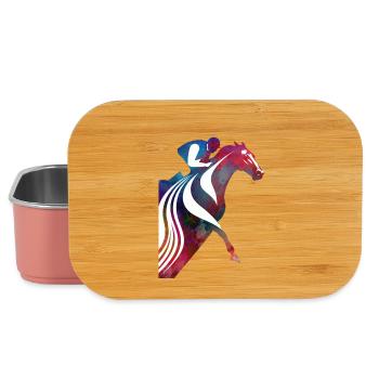 Buntes Pferd mit Reiter - Lunch Box - Hellrosa - Vorne