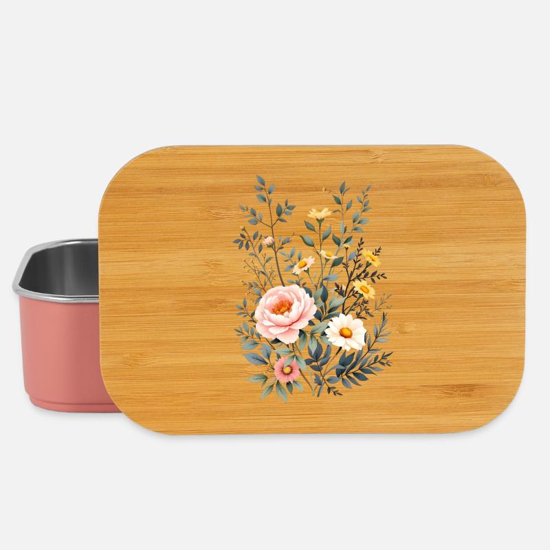 Boho Blumen – Blühende Harmonie - Lunch Box - Hellrosa