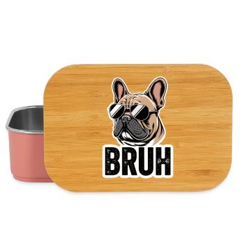 Bruh French Bulldog With Sunglasses Meme - Lunch Box - light pink - Front