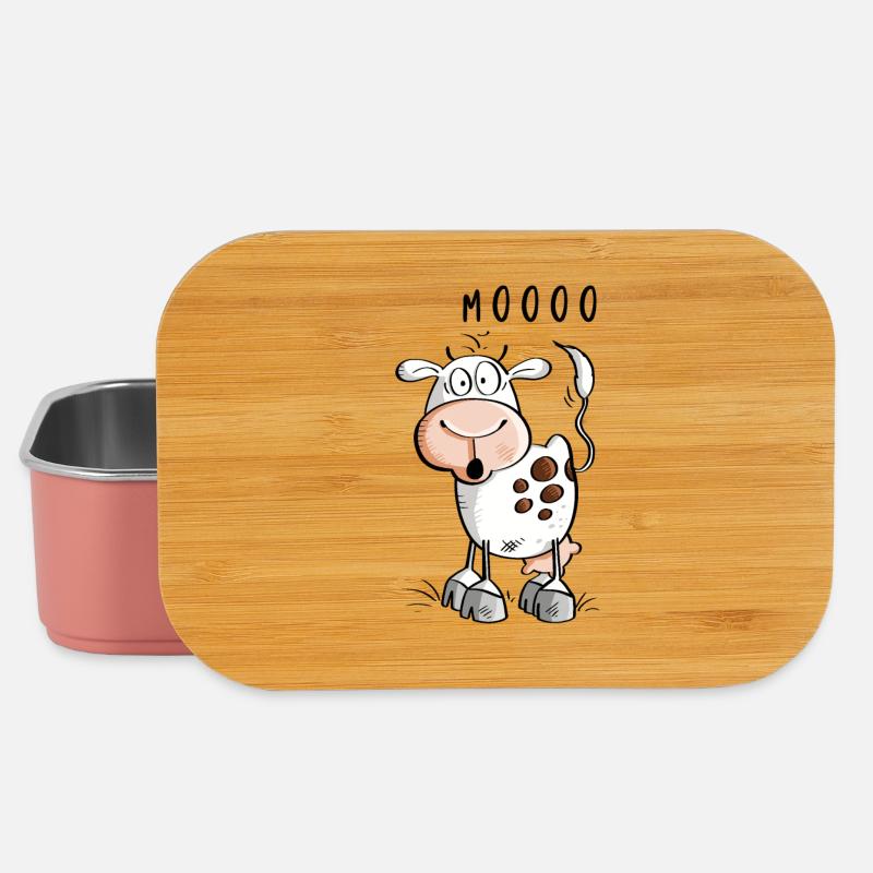 Caricature de vache Mooo - vaches - Boîte à goûter - rose clair