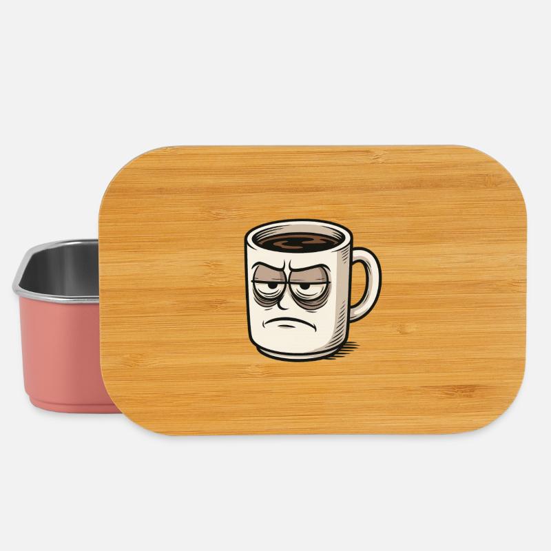 Kaffeetasse mit mürrischem Gesicht - Lunch Box - Hellrosa