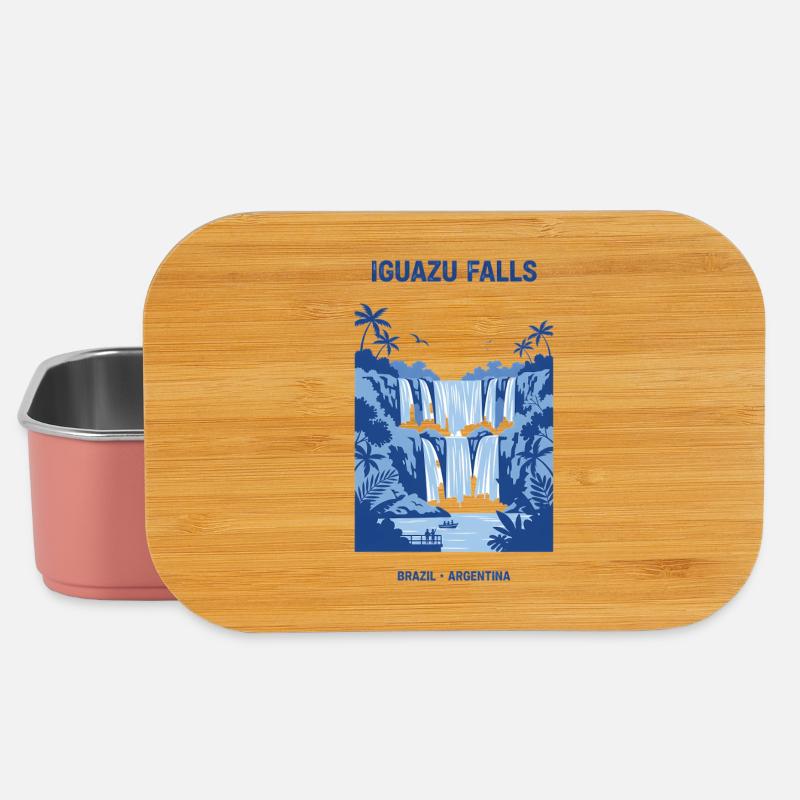 Iguazu Falls Blue Waterfall Design - Lunch Box - light pink