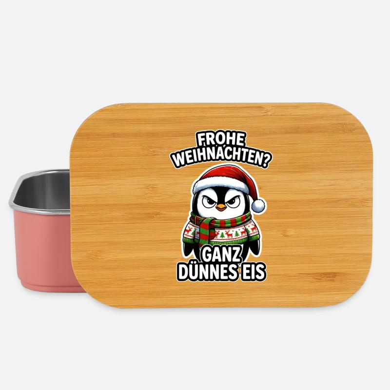 Frohe Weihnachten Ganz Dünnes Eis Pinguin - Lunch Box - light pink