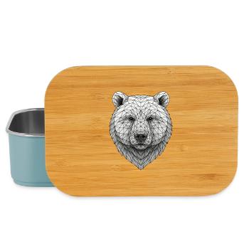 PolygonBär Gesicht Facettenkunst Schwarz - Lunch Box - Hellblau - Vorne