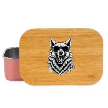 Loup rieur avec des lunettes de soleil - Boîte à goûter - rose clair - Devant