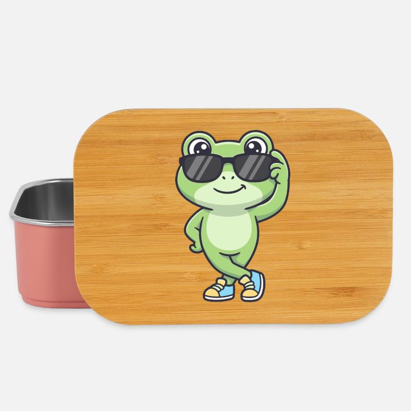 Chill Croak – Cool frog with sunglasses - Lunch Box - light pink