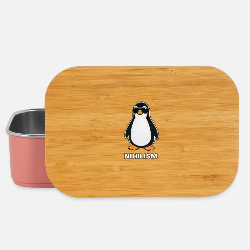 Pinguin-Nihilismus in Schwarz - Lunch Box - Hellrosa