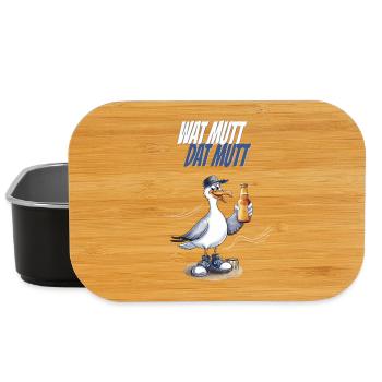 Wat mutt dat mutt Möwe Party Nordsee Humor - Lunch Box - Schwarz - Vorne