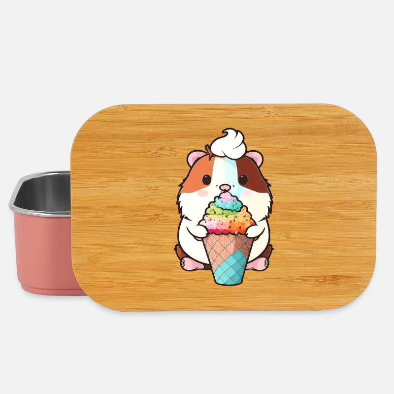 Kleiner Hamster mit buntem Eis - Lunch Box - light pink