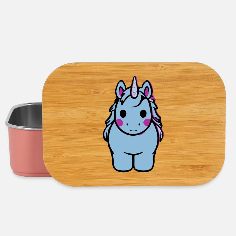 Breloque de dessin animé licorne bleue - Boîte à goûter - rose clair