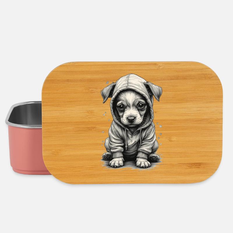 🐶 Welpe mit Sweatshirt - Lunch Box - Hellrosa