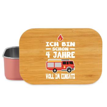 4 Geburtstag Feuerwehr Geschenk Junge 4 Jahre - Lunch Box - Hellrosa - Vorne