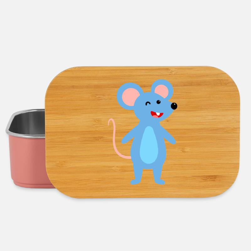 Zwinkernde blaue Maus - Lunch Box - Hellrosa