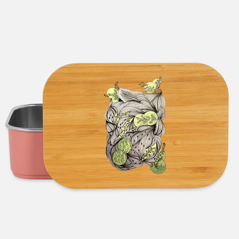Leaf roots with green accents - Lunch Box - light pink