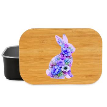 Hase Pastell Blumen - Lunch Box - Schwarz - Vorne