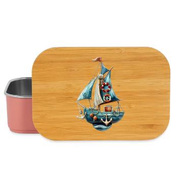 Voilier maritime bleu vintage - Boîte à goûter - rose clair - Devant