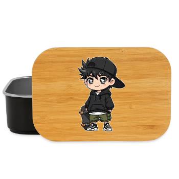 Urban Skateboard Boy Cartoon Design - Lunch Box - black - Front