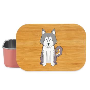 Chien Dessin animé Husky sibérien étonnant - Boîte à goûter - rose clair - Devant