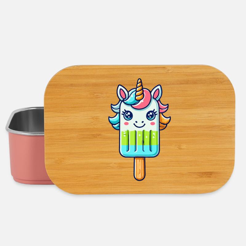 Ein Eis am Stil in Form eines bunten Einhorns - Lunch Box - Hellrosa