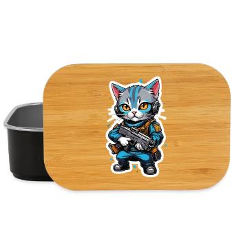 Katzenkrieger mit Hightech-Waffen - Lunch Box - Schwarz - Vorne