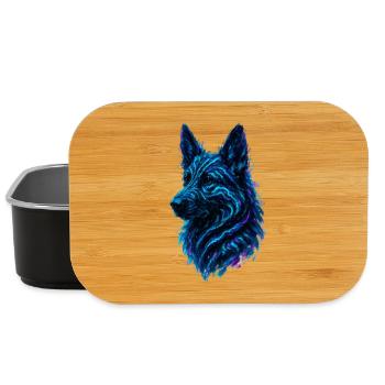 Neon-Deutscher Schäferhund: Abyssale Canine Art - Lunch Box - Schwarz - Vorne
