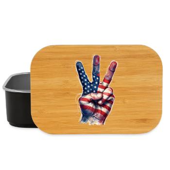V-Zeichen mit amerikanischer Flagge - Lunch Box - Schwarz - Vorne
