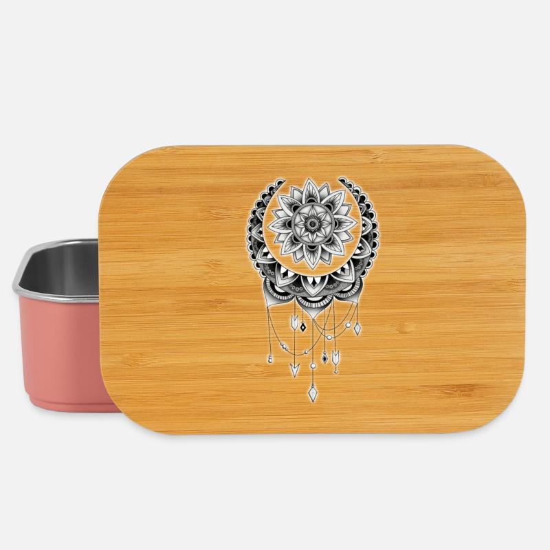 Mandala Dreamcatcher Black and White - Lunch Box - light pink