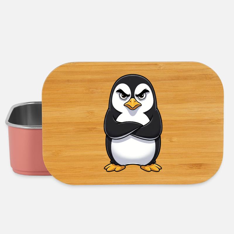 Grumpy Pinguin Cartoon sauer mürrisch genervt - Lunch Box - Hellrosa