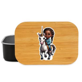 Mignon enfant chevauchant licorne - Boîte à goûter - noir - Devant