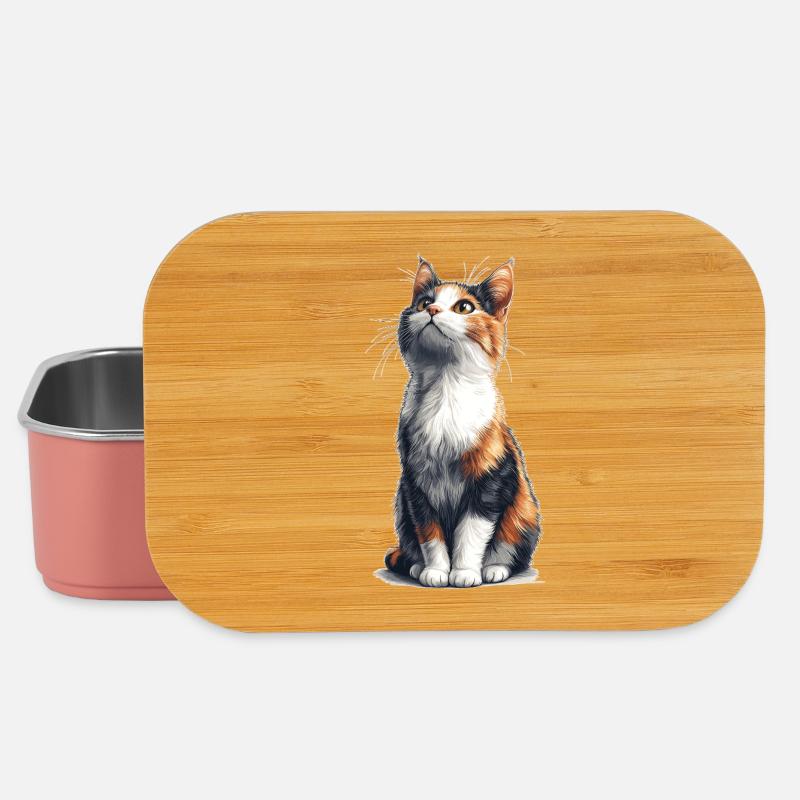 Chat comique assis coloré - Boîte à goûter - rose clair