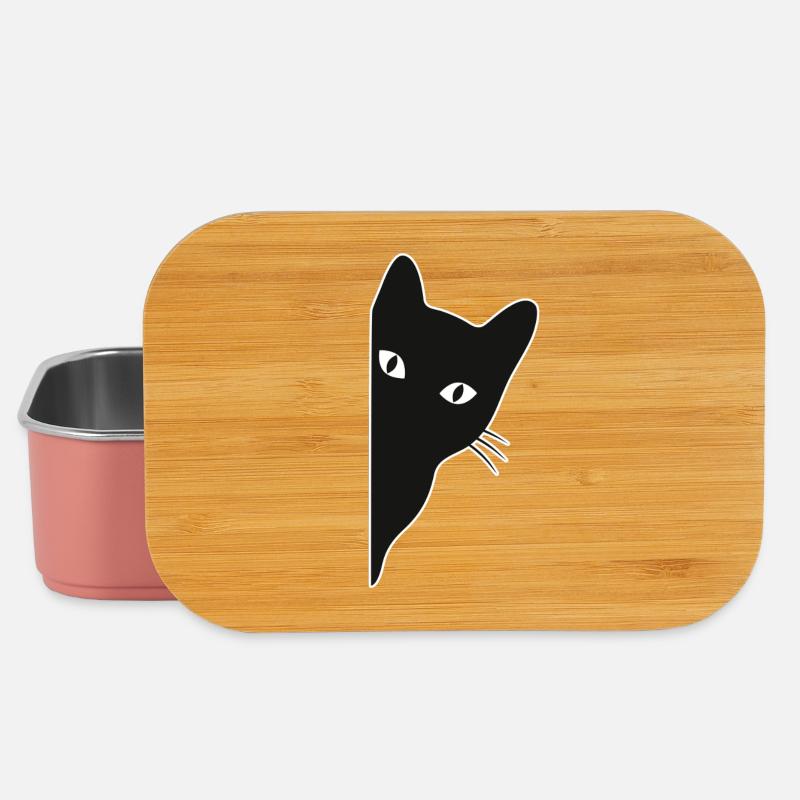 Peeking Cat – Cute Cat Lover Design - Lunch Box - light pink