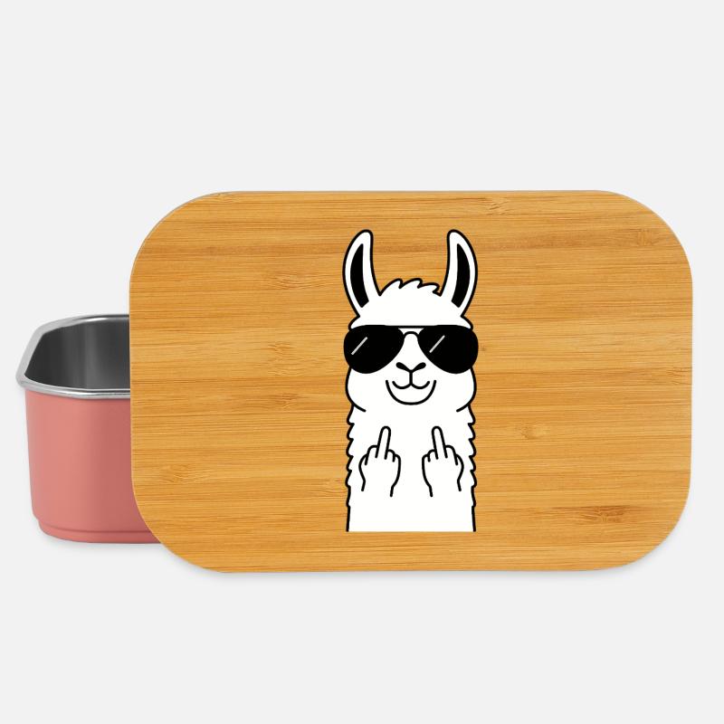 Lama avec des lunettes de soleil – doigt d’honneur espiègle - Boîte à goûter - rose clair