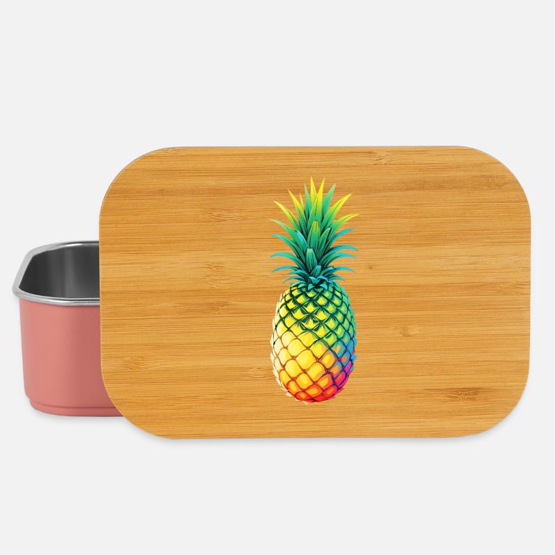 Rainbow Pineapple Illustration - Lunch Box - light pink