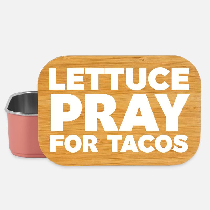 Salat Pray for Tacos Typografisches Design - Lunch Box - Hellrosa