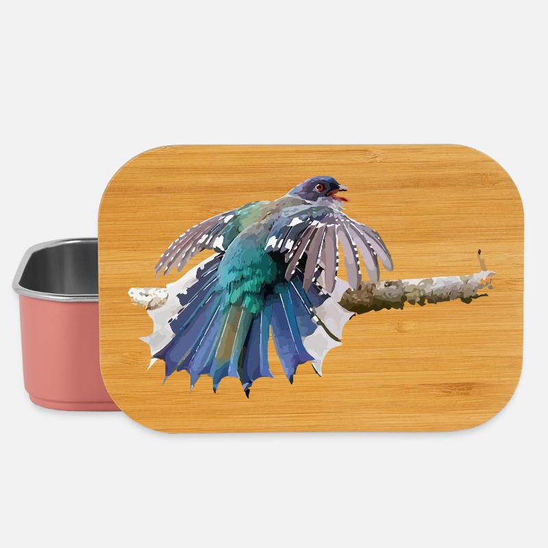 Bunter Vogel im Flug auf Ast - Lunch Box - Hellrosa