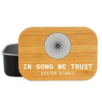 In Gong We Trust – Lustiges Gong & Klang Design - Lunch Box - Schwarz - Vorne