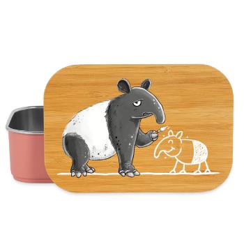 Tapir Tiermotiv lustig Strichzeichnung Cartoon - Lunch Box - Hellrosa - Vorne