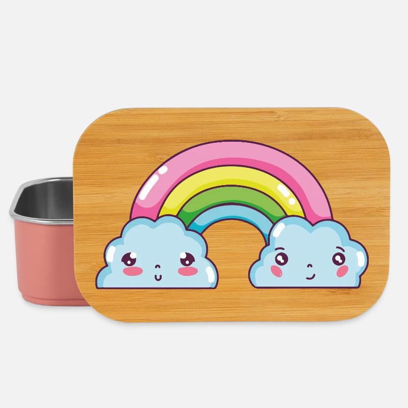 Pastel Rainbow Clouds Charm - Lunch Box - light pink