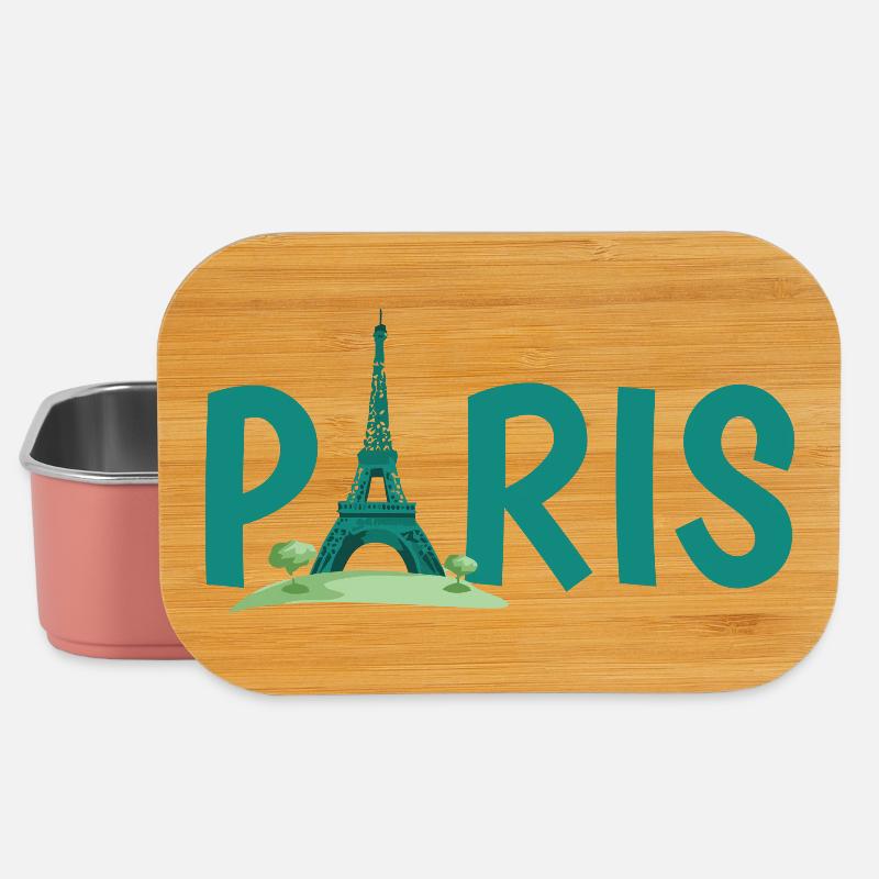 Paris Skyline with Eiffel Tower Illustration - Lunch Box - light pink