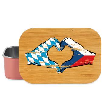 Bavière République Tchèque Drapeau Mains Coeur Utilisé - Boîte à goûter - rose clair - Devant