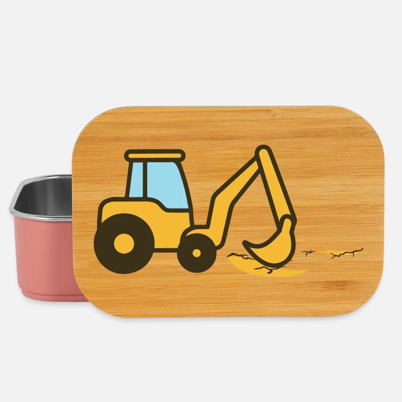 Excavatrice à dessins animés dans le sable - Boîte à goûter - rose clair