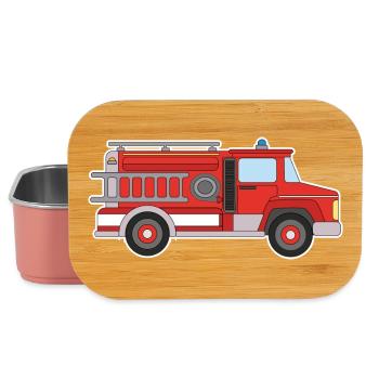 Voiture de pompiers - Boîte à goûter - rose clair - Devant