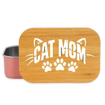 Cat Mom Pfoten Schriftzug - Lunch Box - Hellrosa - Vorne
